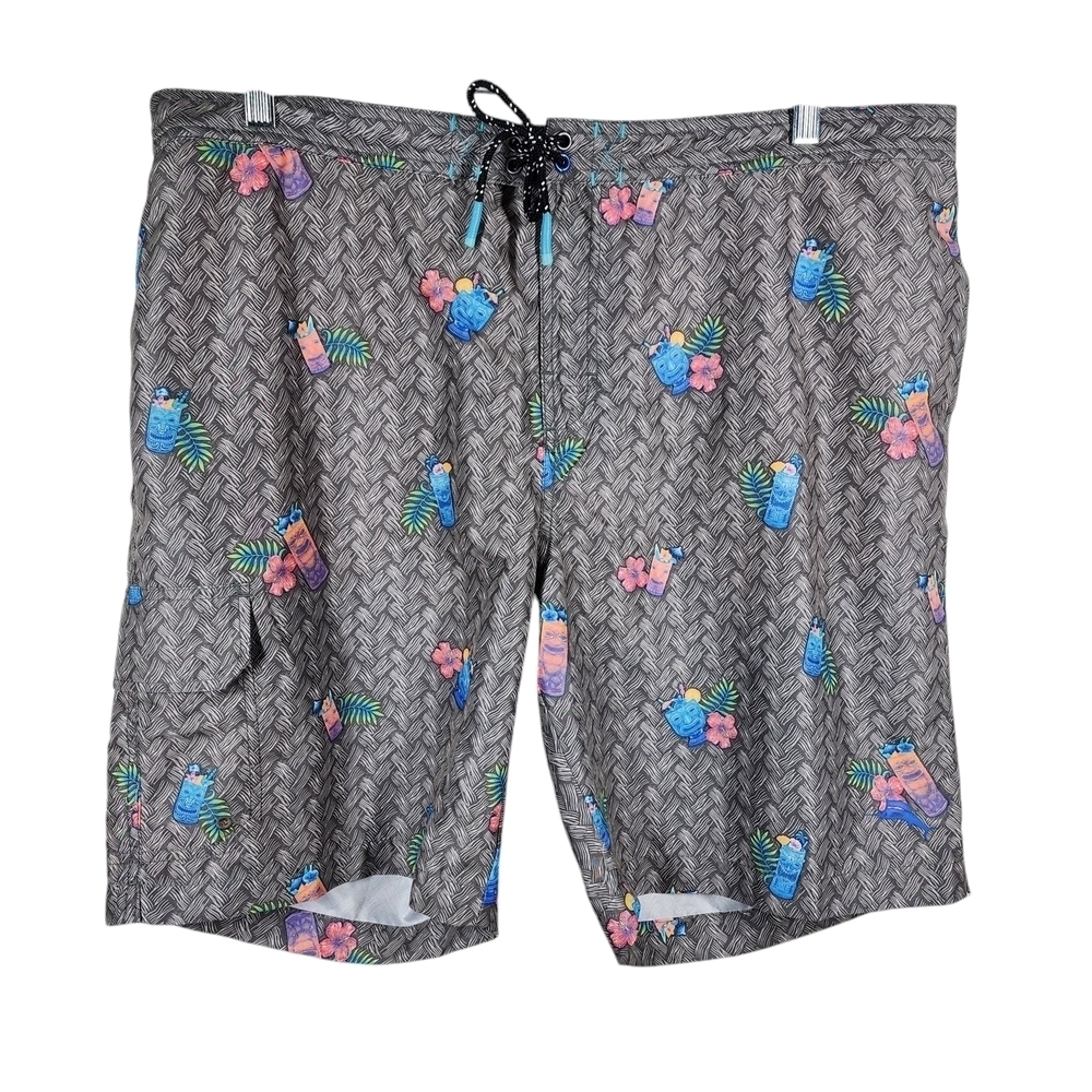 Tommy Bahama Gray Tropical Print Men's Swim Shorts